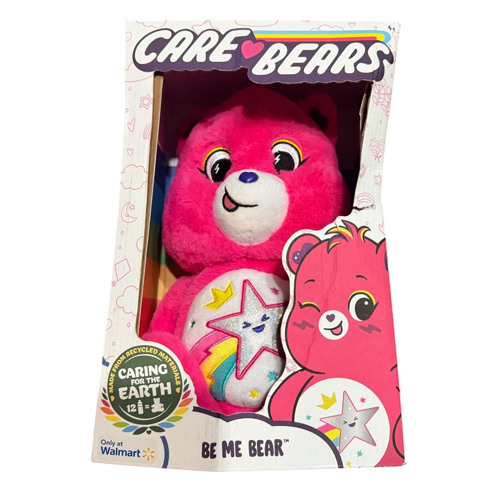 Care Bears Be Me Bear Plush Pink Rainbow Star 14in Recycled Walmart NIB